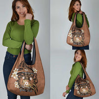 Personalised Tonga Emancipation Day Grocery Bag Tongan Ngatu Pattern - Brown Version LT14 - Polynesian Pride