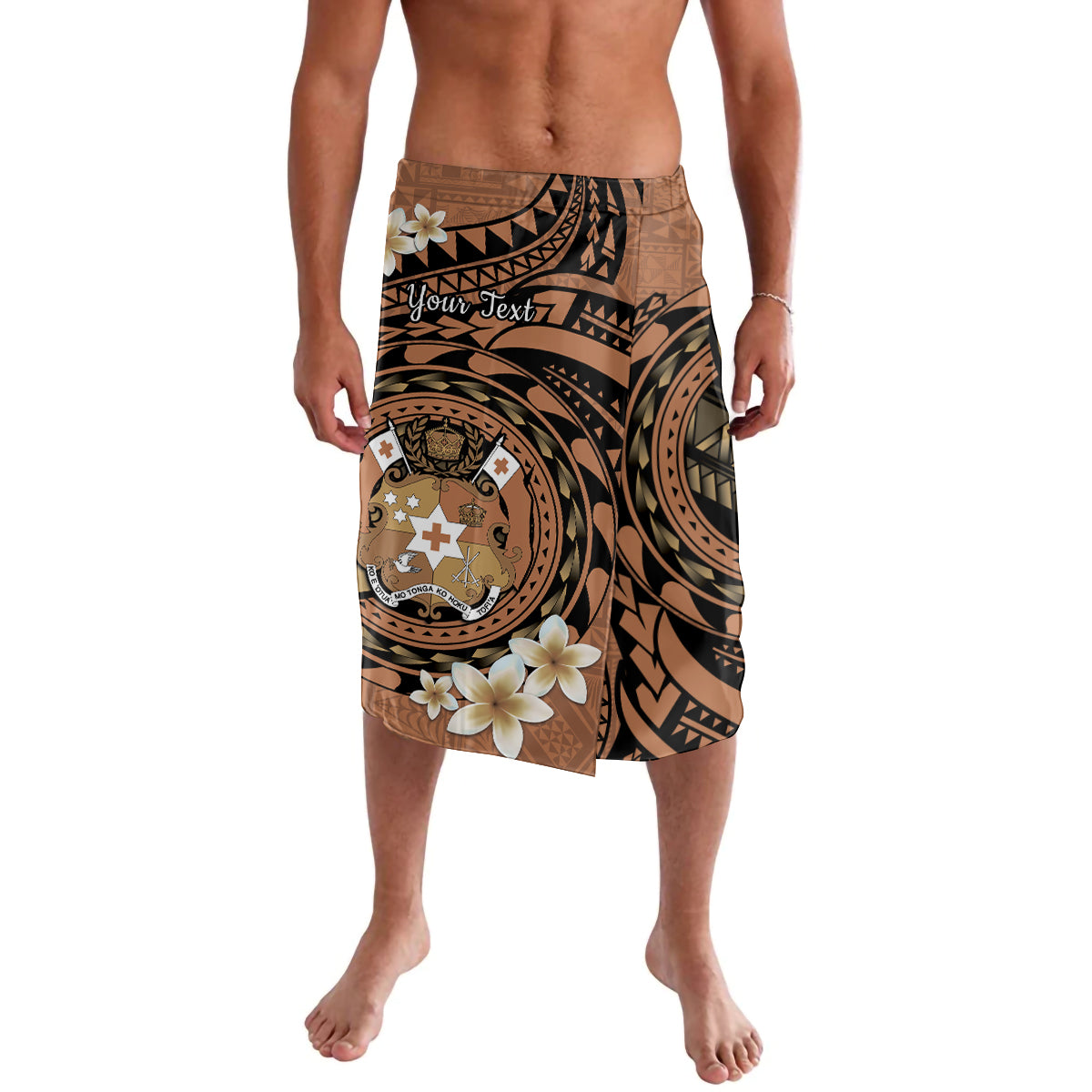 Personalised Tonga Emancipation Day Lavalava Tongan Ngatu Pattern - Brown Version