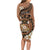 Personalised Tonga Emancipation Day Long Sleeve Bodycon Dress Tongan Ngatu Pattern - Brown Version