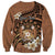 Personalised Tonga Emancipation Day Sweatshirt Tongan Ngatu Pattern - Brown Version