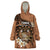 Personalised Tonga Emancipation Day Wearable Blanket Hoodie Tongan Ngatu Pattern - Brown Version