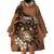 Personalised Tonga Emancipation Day Wearable Blanket Hoodie Tongan Ngatu Pattern - Brown Version