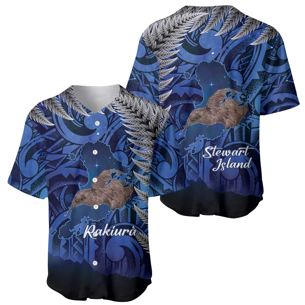 New Zealand Stewart Island Baseball Jersey Rakiura Kiwi Maori Glowing Sky