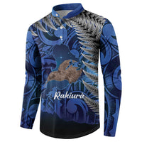 New Zealand Stewart Island Button Sweatshirt Rakiura Kiwi Maori Glowing Sky