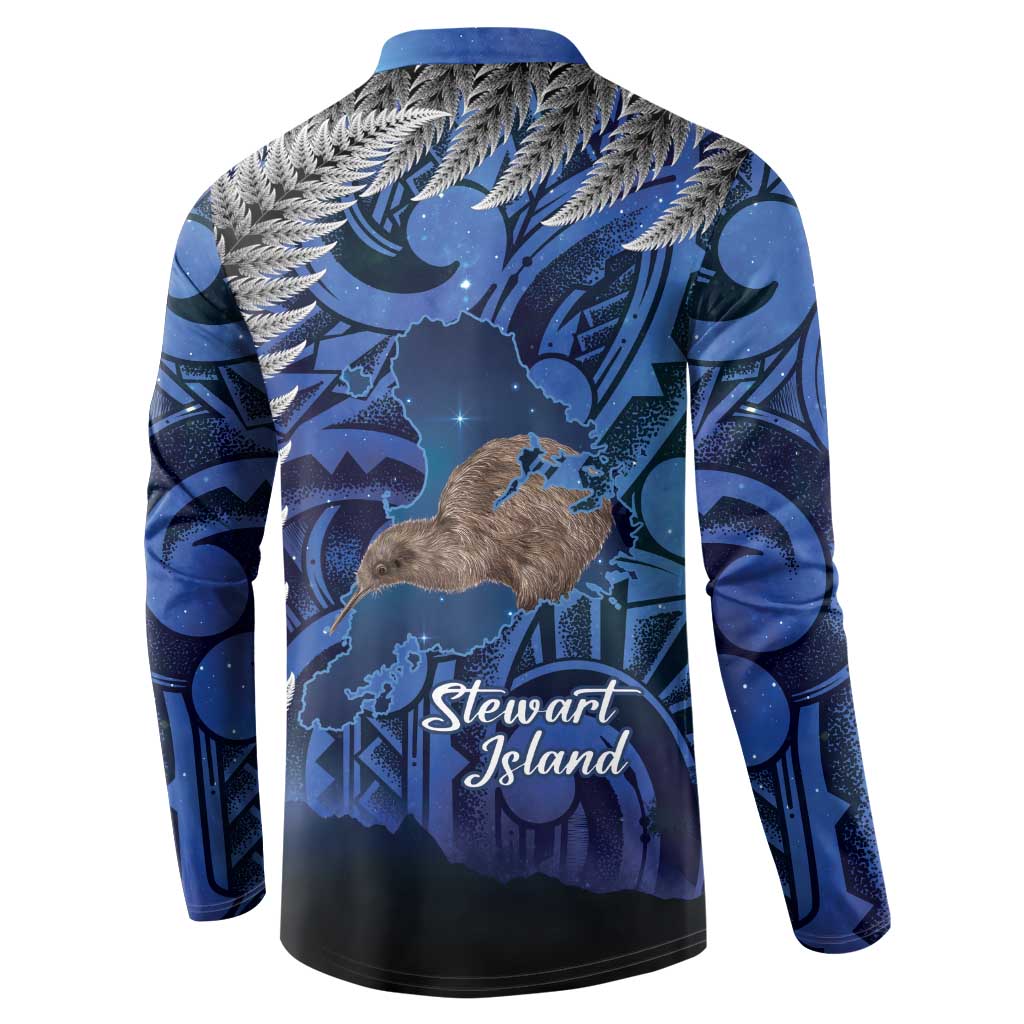 New Zealand Stewart Island Button Sweatshirt Rakiura Kiwi Maori Glowing Sky