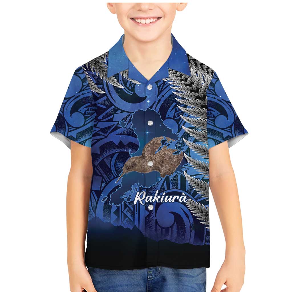 New Zealand Stewart Island Family Matching Mermaid Dress and Hawaiian Shirt Rakiura Kiwi Maori Glowing Sky