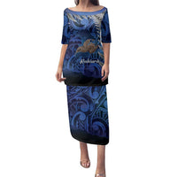 New Zealand Stewart Island Family Matching Puletasi and Hawaiian Shirt Rakiura Kiwi Maori Glowing Sky