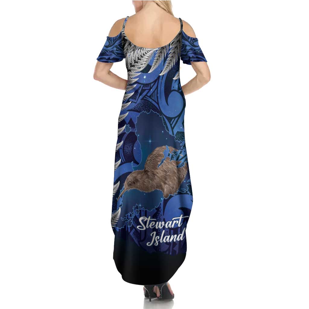 New Zealand Stewart Island Family Matching Summer Maxi Dress and Hawaiian Shirt Rakiura Kiwi Maori Glowing Sky