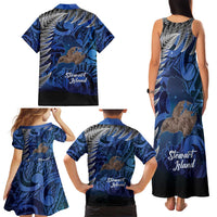 New Zealand Stewart Island Family Matching Tank Maxi Dress and Hawaiian Shirt Rakiura Kiwi Maori Glowing Sky