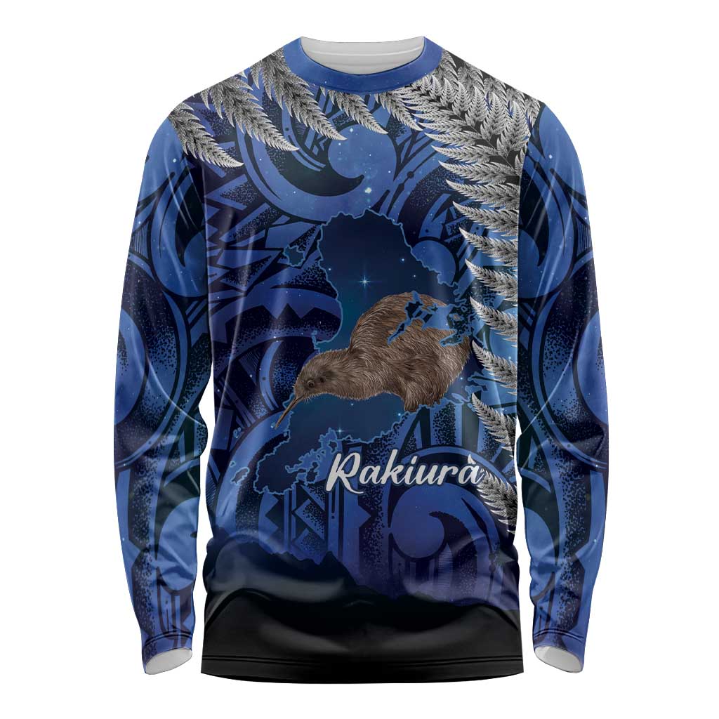New Zealand Stewart Island Long Sleeve Shirt Rakiura Kiwi Maori Glowing Sky