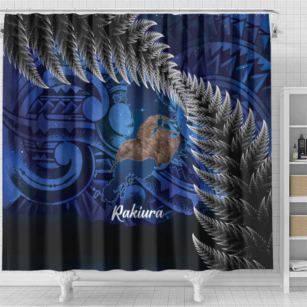 New Zealand Stewart Island Shower Curtain Rakiura Kiwi Maori Glowing Sky