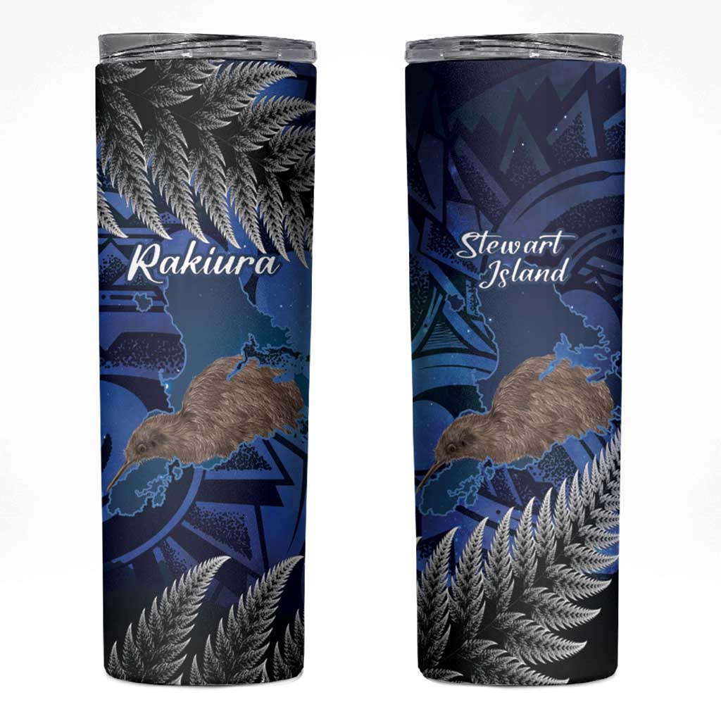 New Zealand Stewart Island Skinny Tumbler Rakiura Kiwi Maori Glowing Sky