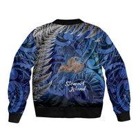New Zealand Stewart Island Sleeve Zip Bomber Jacket Rakiura Kiwi Maori Glowing Sky