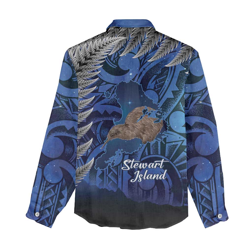 New Zealand Stewart Island Women Casual Shirt Rakiura Kiwi Maori Glowing Sky
