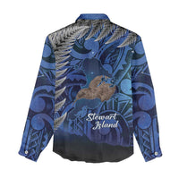 New Zealand Stewart Island Women Casual Shirt Rakiura Kiwi Maori Glowing Sky
