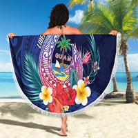 Personalised Guam Liberation Day Beach Blanket Happy 80th Anniversary Fish Hook Mix Tropical Flowers LT14 - Polynesian Pride