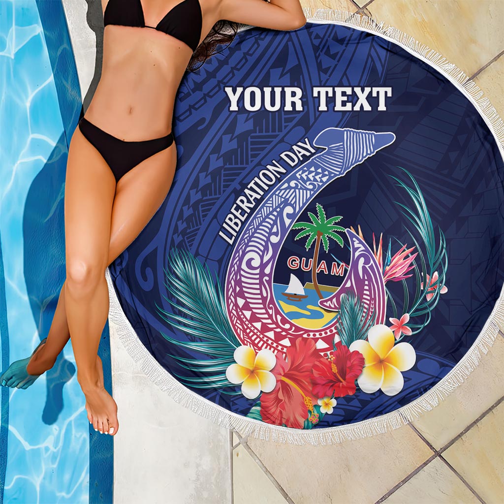Personalised Guam Liberation Day Beach Blanket Happy 80th Anniversary Fish Hook Mix Tropical Flowers LT14 - Polynesian Pride