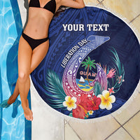 Personalised Guam Liberation Day Beach Blanket Happy 80th Anniversary Fish Hook Mix Tropical Flowers LT14 - Polynesian Pride