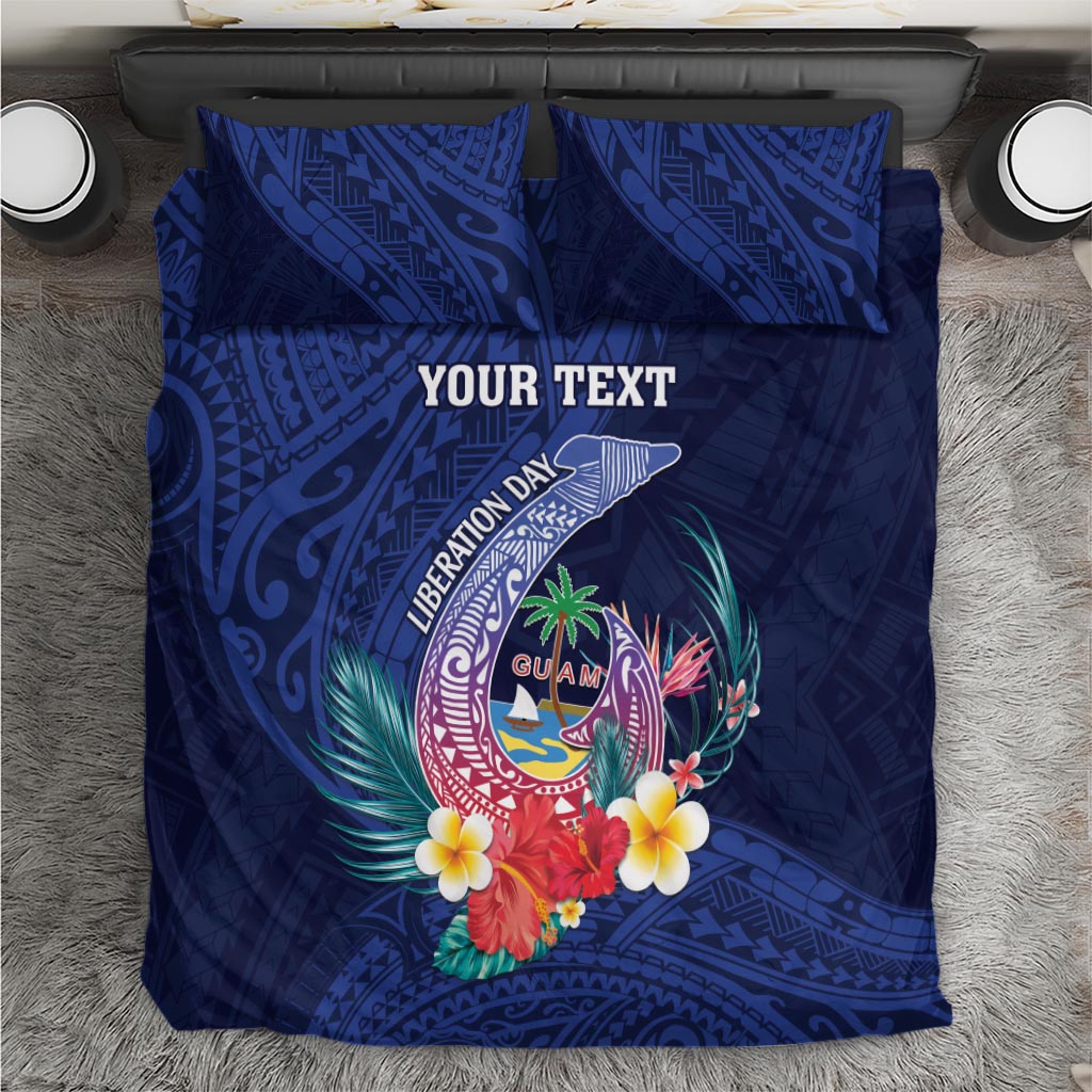 Personalised Guam Liberation Day Bedding Set Happy 80th Anniversary Fish Hook Mix Tropical Flowers