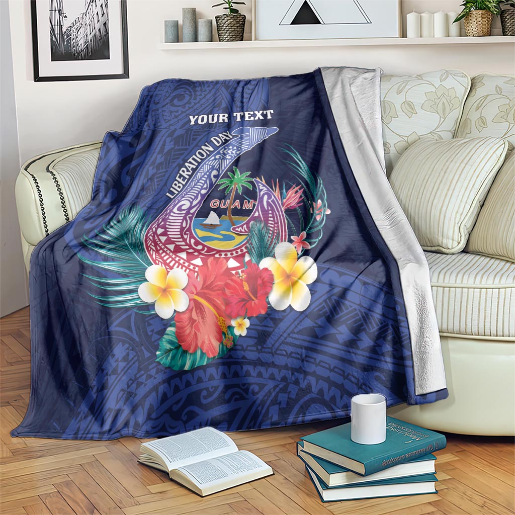 Personalised Guam Liberation Day Blanket Happy 80th Anniversary Fish Hook Mix Tropical Flowers