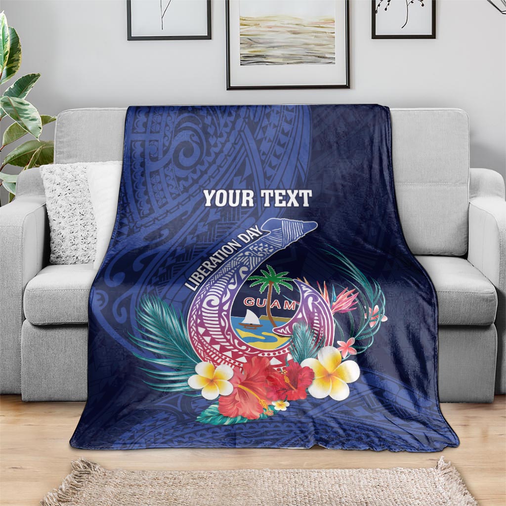 Personalised Guam Liberation Day Blanket Happy 80th Anniversary Fish Hook Mix Tropical Flowers LT14 - Polynesian Pride