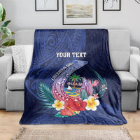 Personalised Guam Liberation Day Blanket Happy 80th Anniversary Fish Hook Mix Tropical Flowers LT14 - Polynesian Pride
