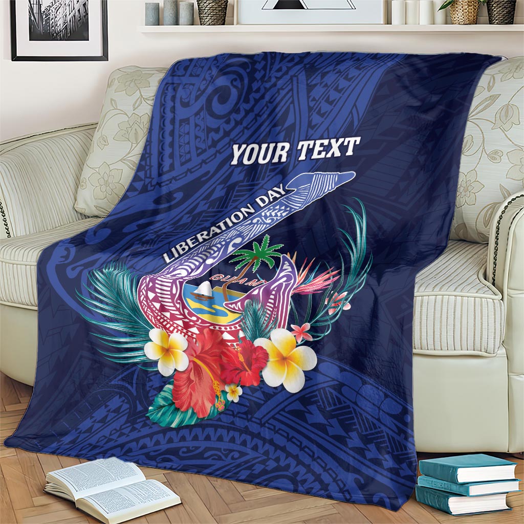 Personalised Guam Liberation Day Blanket Happy 80th Anniversary Fish Hook Mix Tropical Flowers LT14 - Polynesian Pride