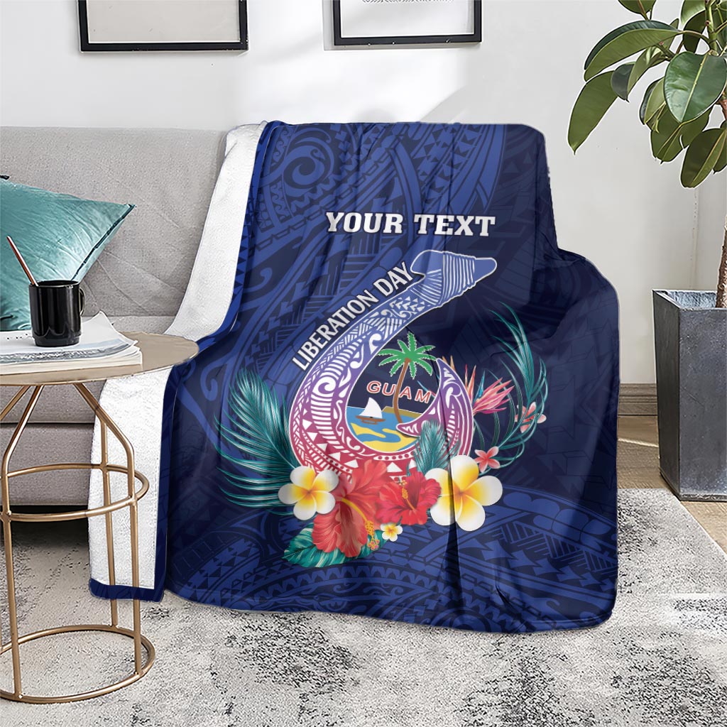 Personalised Guam Liberation Day Blanket Happy 80th Anniversary Fish Hook Mix Tropical Flowers LT14 - Polynesian Pride