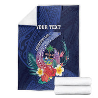 Personalised Guam Liberation Day Blanket Happy 80th Anniversary Fish Hook Mix Tropical Flowers LT14 - Polynesian Pride