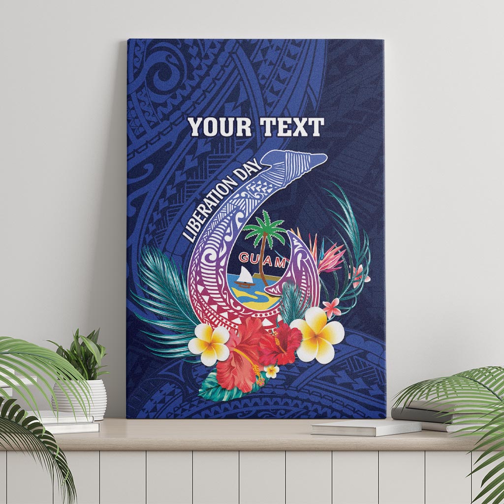 Personalised Guam Liberation Day Canvas Wall Art Happy 80th Anniversary Fish Hook Mix Tropical Flowers LT14 - Polynesian Pride