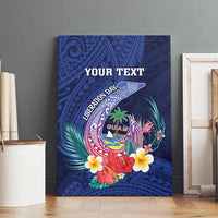 Personalised Guam Liberation Day Canvas Wall Art Happy 80th Anniversary Fish Hook Mix Tropical Flowers LT14 - Polynesian Pride