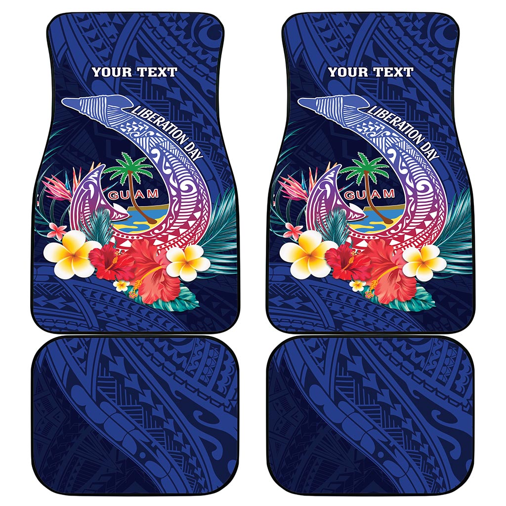 Personalised Guam Liberation Day Car Mats Happy 80th Anniversary Fish Hook Mix Tropical Flowers LT14 - Polynesian Pride