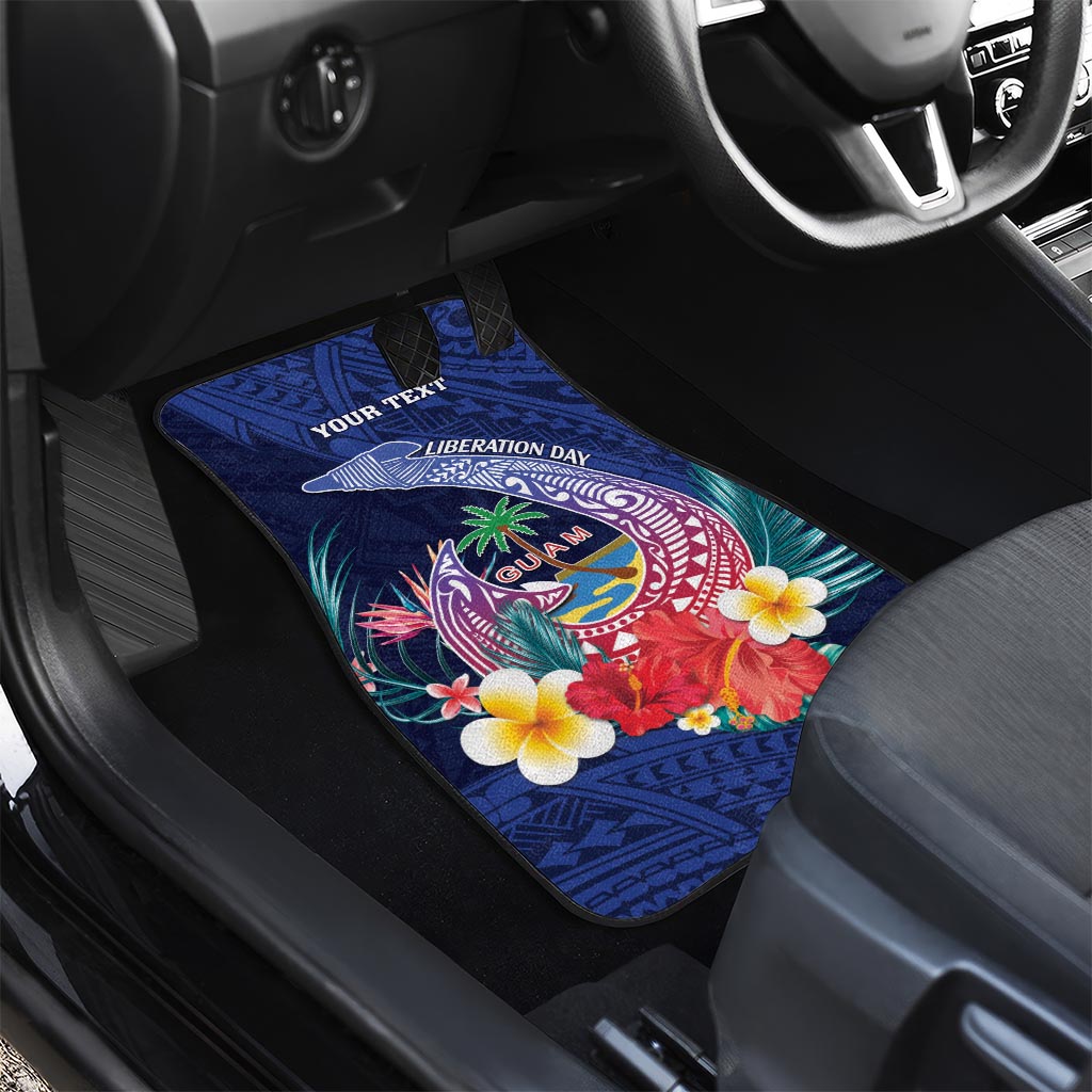 Personalised Guam Liberation Day Car Mats Happy 80th Anniversary Fish Hook Mix Tropical Flowers LT14 - Polynesian Pride