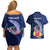 Personalised Guam Liberation Day Couples Matching Off Shoulder Short Dress and Hawaiian Shirt Happy 80th Anniversary Fish Hook Mix Tropical Flowers