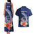 Personalised Guam Liberation Day Couples Matching Tank Maxi Dress and Hawaiian Shirt Happy 80th Anniversary Fish Hook Mix Tropical Flowers