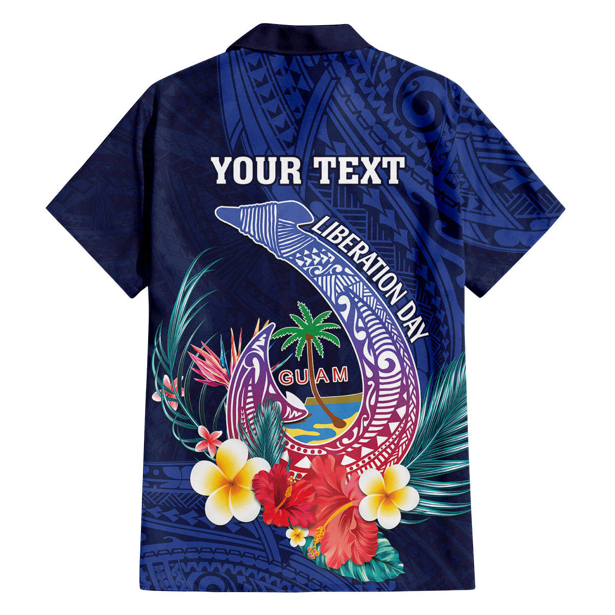 Personalised Guam Liberation Day Family Matching Off The Shoulder Long Sleeve Dress and Hawaiian Shirt Happy 80th Anniversary Fish Hook Mix Tropical Flowers