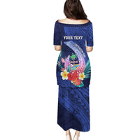 Personalised Guam Liberation Day Family Matching Puletasi and Hawaiian Shirt Happy 80th Anniversary Fish Hook Mix Tropical Flowers