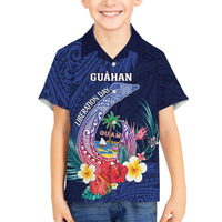 Personalised Guam Liberation Day Family Matching Tank Maxi Dress and Hawaiian Shirt Happy 80th Anniversary Fish Hook Mix Tropical Flowers