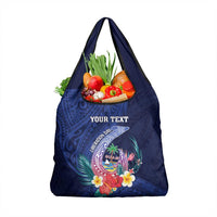 Personalised Guam Liberation Day Grocery Bag Happy 80th Anniversary Fish Hook Mix Tropical Flowers LT14 1-pack One Size Blue - Polynesian Pride