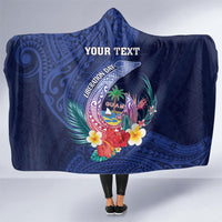 Personalised Guam Liberation Day Hooded Blanket Happy 80th Anniversary Fish Hook Mix Tropical Flowers LT14 - Polynesian Pride