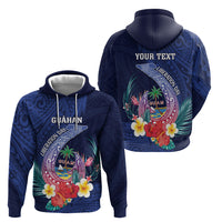 Personalised Guam Liberation Day Hoodie Happy 80th Anniversary Fish Hook Mix Tropical Flowers