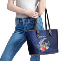 Personalised Guam Liberation Day Leather Tote Bag Happy 80th Anniversary Fish Hook Mix Tropical Flowers LT14 - Polynesian Pride