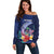 Personalised Guam Liberation Day Off Shoulder Sweater Happy 80th Anniversary Fish Hook Mix Tropical Flowers