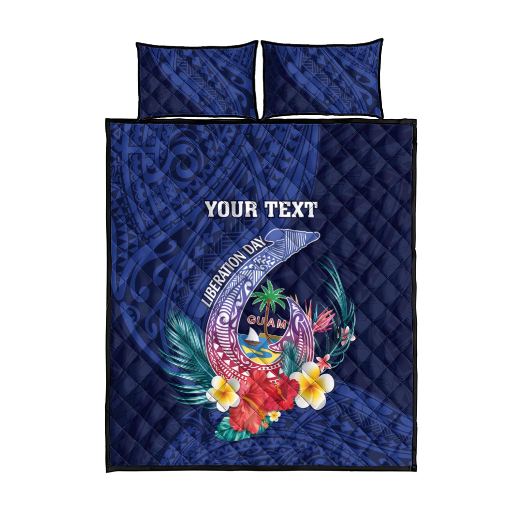 Personalised Guam Liberation Day Quilt Bed Set Happy 80th Anniversary Fish Hook Mix Tropical Flowers LT14 - Polynesian Pride