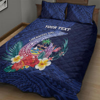 Personalised Guam Liberation Day Quilt Bed Set Happy 80th Anniversary Fish Hook Mix Tropical Flowers LT14 - Polynesian Pride