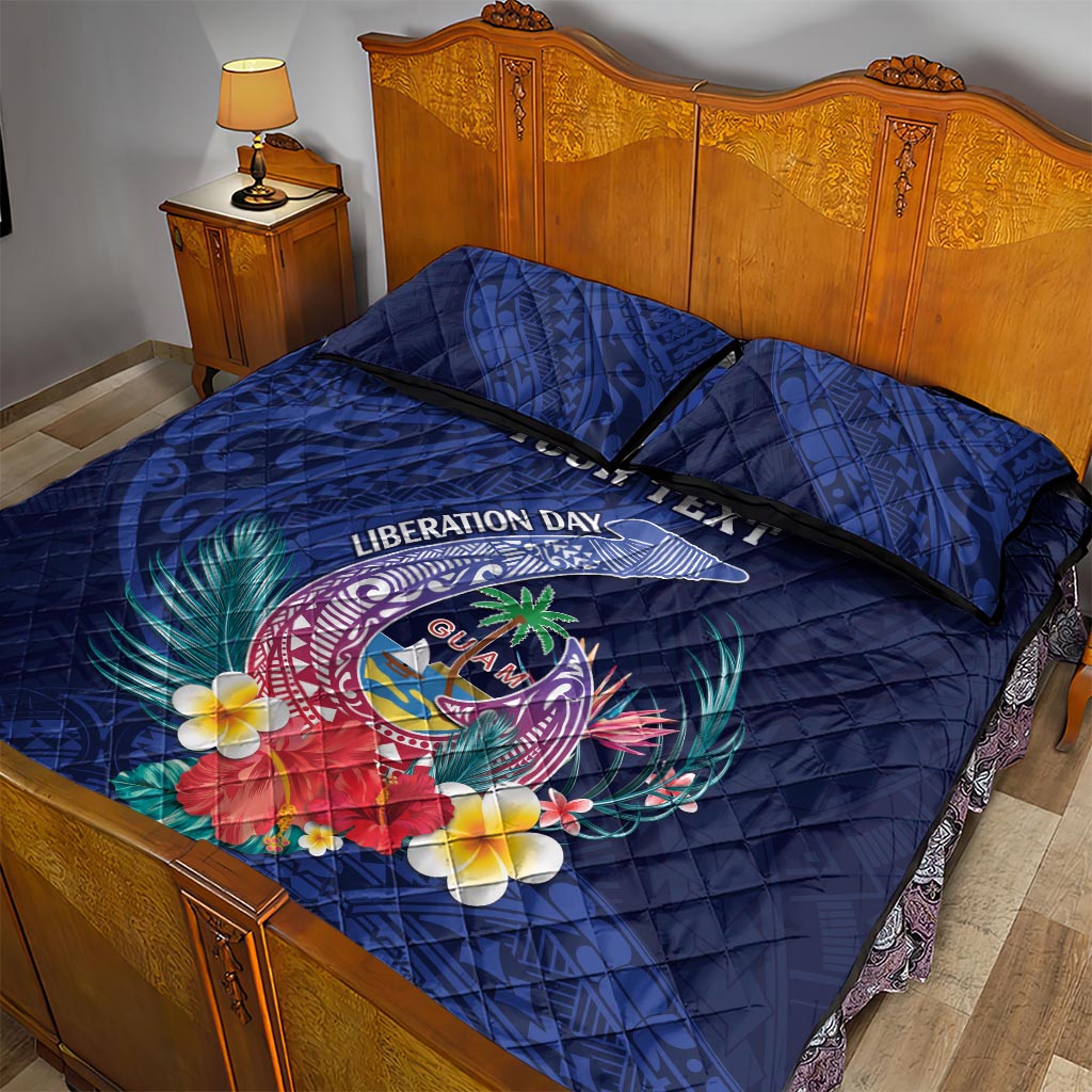 Personalised Guam Liberation Day Quilt Bed Set Happy 80th Anniversary Fish Hook Mix Tropical Flowers LT14 - Polynesian Pride