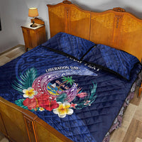 Personalised Guam Liberation Day Quilt Bed Set Happy 80th Anniversary Fish Hook Mix Tropical Flowers LT14 - Polynesian Pride