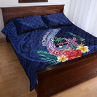 Personalised Guam Liberation Day Quilt Bed Set Happy 80th Anniversary Fish Hook Mix Tropical Flowers LT14 - Polynesian Pride
