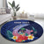 Personalised Guam Liberation Day Round Carpet Happy 80th Anniversary Fish Hook Mix Tropical Flowers