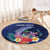 Personalised Guam Liberation Day Round Carpet Happy 80th Anniversary Fish Hook Mix Tropical Flowers